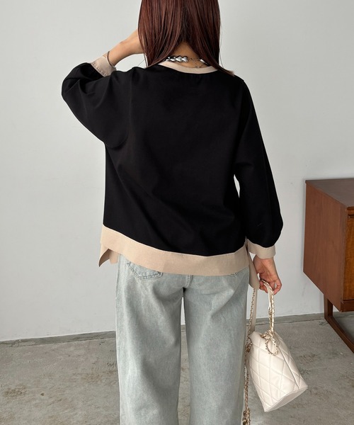 antic rag（アンティックラグ）の「リボンバイカラープルオーバー（Tシャツ/カットソー・レディース・ベージュ/アイボリー/ブラック・FREE）」の18枚目の写真