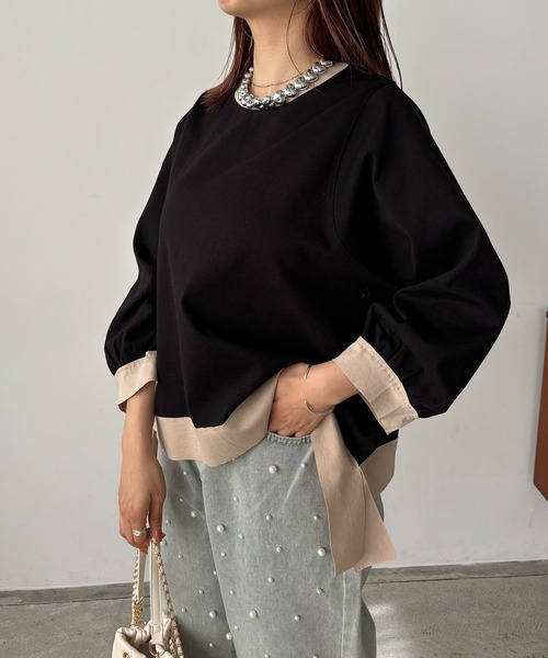 antic rag（アンティックラグ）の「リボンバイカラープルオーバー（Tシャツ/カットソー・レディース・ベージュ/アイボリー/ブラック・FREE）」の21枚目の写真