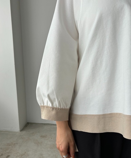 antic rag（アンティックラグ）の「リボンバイカラープルオーバー（Tシャツ/カットソー・レディース・ベージュ/アイボリー/ブラック・FREE）」の13枚目の写真