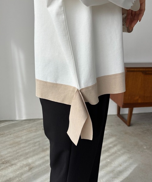 antic rag（アンティックラグ）の「リボンバイカラープルオーバー（Tシャツ/カットソー・レディース・ベージュ/アイボリー/ブラック・FREE）」の12枚目の写真