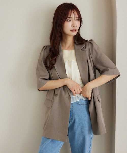 mysty woman（ミスティウーマン）の「［追加1］タックスリーブアソートジャケット　113619（テーラードジャケット・レディース・オフホワイト/グレイッシュベージュ/ダークブラウン/ブラウン/サンドベージュ/ベージュ系その他・FREE）」の5枚目の写真