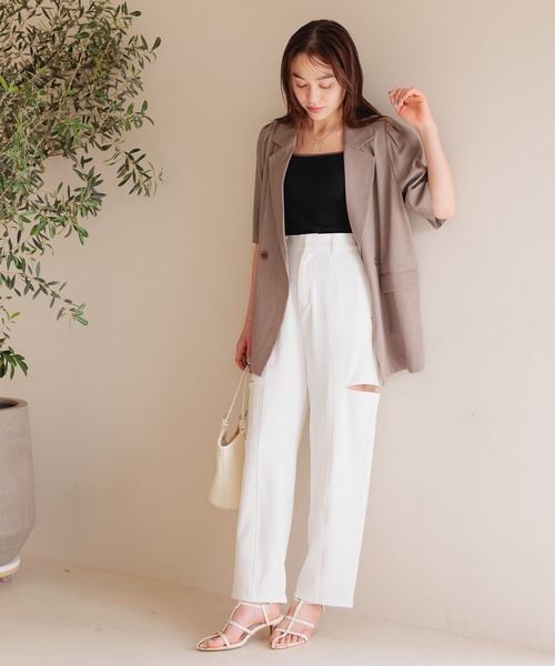 【セール】［追加1］タックスリーブアソートジャケット 113619（テーラードジャケット）｜mysty woman（ミスティウーマン）