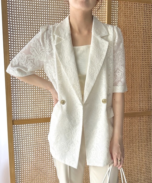 【セール】［追加1］タックスリーブアソートジャケット 113619（テーラードジャケット）｜mysty woman（ミスティウーマン）