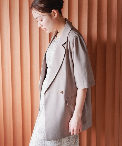 【セール】［追加1］タックスリーブアソートジャケット 113619（テーラードジャケット）｜mysty woman（ミスティウーマン）
