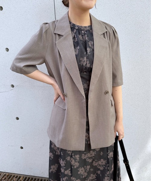 【セール】［追加1］タックスリーブアソートジャケット 113619（テーラードジャケット）｜mysty woman（ミスティウーマン）
