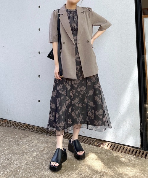 【セール】［追加1］タックスリーブアソートジャケット 113619（テーラードジャケット）｜mysty woman（ミスティウーマン）