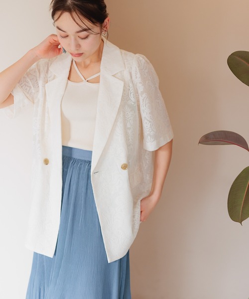 【セール】［追加1］タックスリーブアソートジャケット 113619（テーラードジャケット）｜mysty woman（ミスティウーマン）