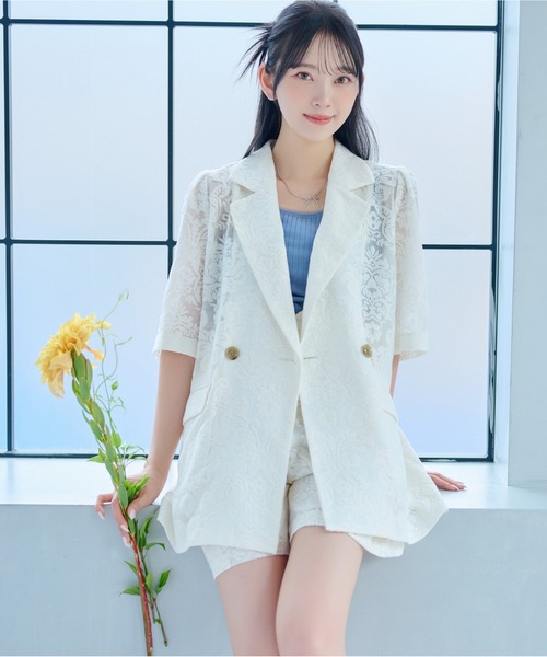 【セール】［追加1］タックスリーブアソートジャケット 113619（テーラードジャケット）｜mysty woman（ミスティウーマン）