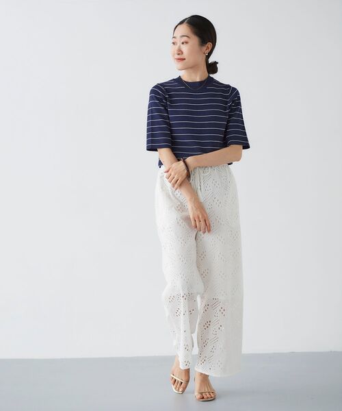 le.coeur blanc（ルクールブラン）の「Fanaka カットワークレースパンツ（その他パンツ・レディース・ブラック/オフホワイト・38）」の9枚目の写真