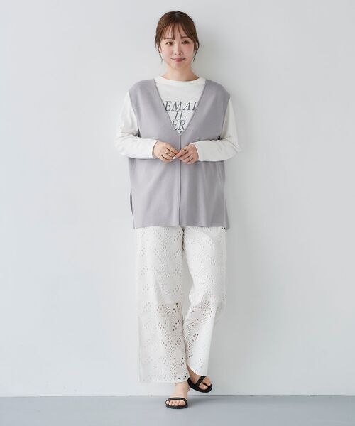 le.coeur blanc（ルクールブラン）の「Fanaka カットワークレースパンツ（その他パンツ・レディース・ブラック/オフホワイト・38）」の14枚目の写真