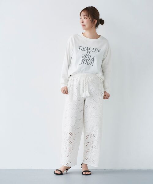 le.coeur blanc（ルクールブラン）の「Fanaka カットワークレースパンツ（その他パンツ・レディース・ブラック/オフホワイト・38）」の12枚目の写真