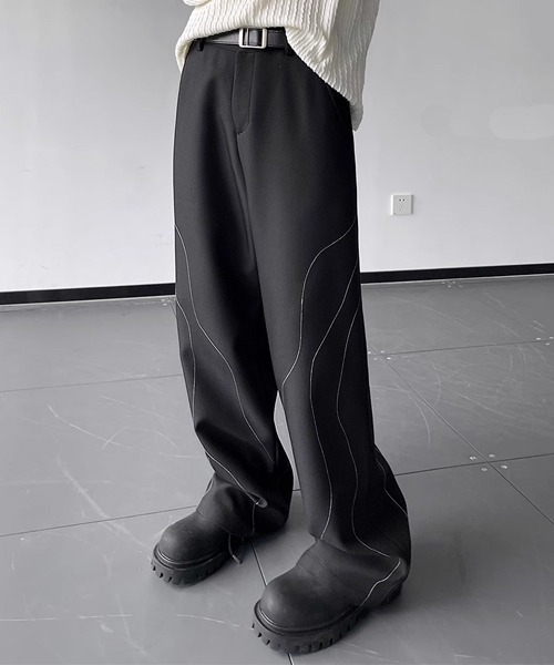 Theater code(シアターコード)の「▲unique line pants / ユニーク ライン パンツ(スラックス・メンズ・ブラック・3/2)」の3枚目の写真