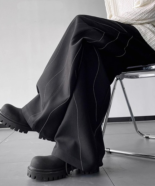 Theater code(シアターコード)の「▲unique line pants / ユニーク ライン パンツ(スラックス・メンズ・ブラック・3/2)」の5枚目の写真