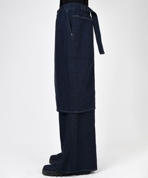 ラッドミュージシャン スカート パンツ レイヤード 巻きエプロン USED】LAD MUSICIAN(ラッドミュージシャン)黒エプロン装飾