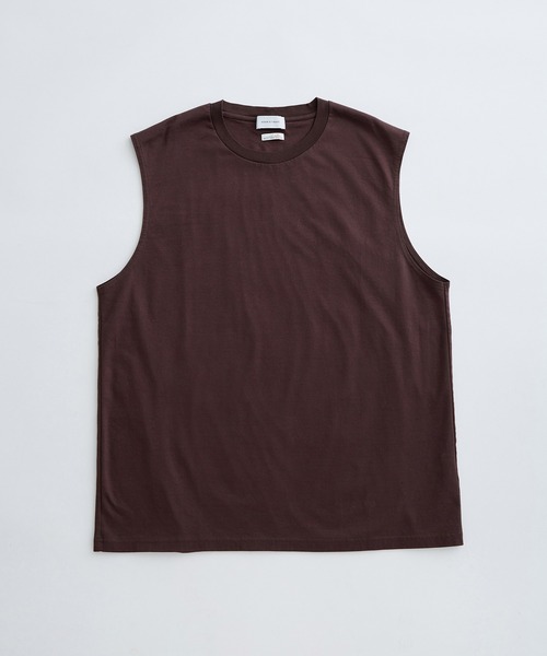 ADAM ET ROPE'（アダムエロペ）の「《新色追加》【Albini/アルビニ】オーガニック ポンチ オーバーサイズ ノースリーブ Tシャツ（Tシャツ/カットソー・メンズ・ライトグレー/ダークブラウン/ダークグリーン/ホワイト系その他2/ブラック・FREE）」の5枚目の写真