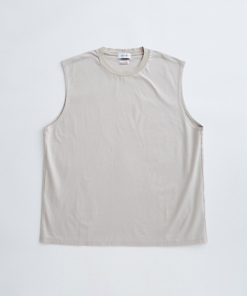 ADAM ET ROPE'（アダムエロペ）の「《新色追加》【Albini/アルビニ】オーガニック ポンチ オーバーサイズ ノースリーブ Tシャツ（Tシャツ/カットソー・メンズ・ライトグレー/ダークブラウン/ダークグリーン/ホワイト系その他2/ブラック・FREE）」の4枚目の写真