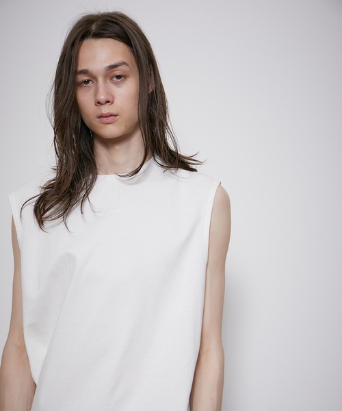 ADAM ET ROPE'（アダムエロペ）の「《新色追加》【Albini/アルビニ】オーガニック ポンチ オーバーサイズ ノースリーブ Tシャツ（Tシャツ/カットソー・メンズ・ライトグレー/ダークブラウン/ダークグリーン/ホワイト系その他2/ブラック・FREE）」の15枚目の写真