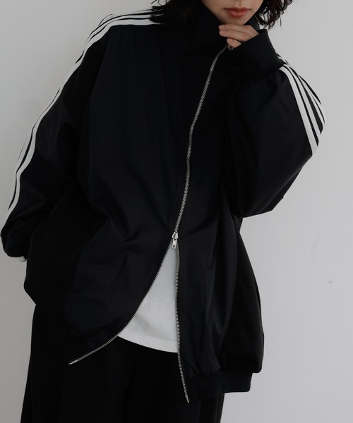 hellam（へラム）の「ナイロン異素材トラックジャケット（ナイロンジャケット・レディース・ブラック/ホワイト・FREE）」の3枚目の写真