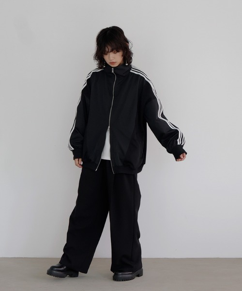 hellam（へラム）の「ナイロン異素材トラックジャケット（ナイロンジャケット・レディース・ブラック/ホワイト・FREE）」の4枚目の写真