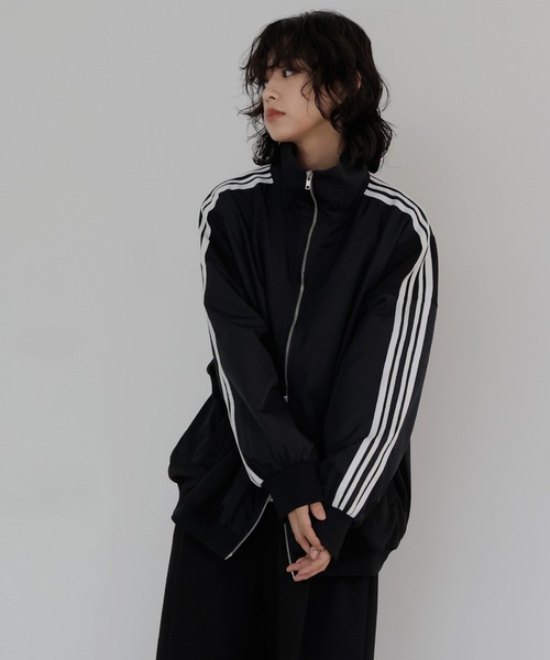 hellam（へラム）の「ナイロン異素材トラックジャケット（ナイロンジャケット・レディース・ブラック/ホワイト・FREE）」の6枚目の写真