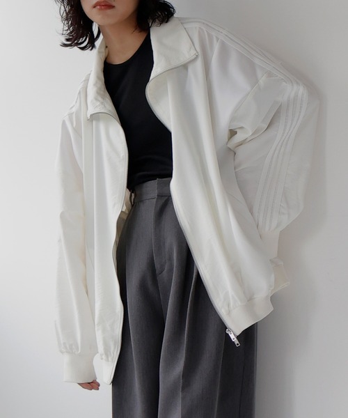 hellam（へラム）の「ナイロン異素材トラックジャケット（ナイロンジャケット・レディース・ブラック/ホワイト・FREE）」の12枚目の写真