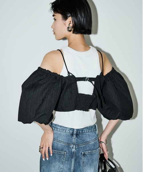 AIC.（エーアイシー）の「2WAYふくれジャガードオフショルトップス（シャツ/ブラウス・レディース・ブラック/アイボリー・FREE）」の17枚目の写真