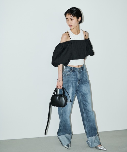 AIC.（エーアイシー）の「2WAYふくれジャガードオフショルトップス（シャツ/ブラウス・レディース・ブラック/アイボリー・FREE）」の22枚目の写真