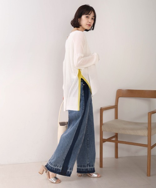 Bou Jeloud（ブージュルード）の「配色シアーカーディガン（カーディガン/ボレロ・レディース・オフホワイト/ブルー/オレンジ・FREE）」の8枚目の写真