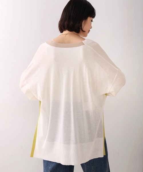 Bou Jeloud（ブージュルード）の「配色シアーカーディガン（カーディガン/ボレロ・レディース・オフホワイト/ブルー/オレンジ・FREE）」の11枚目の写真