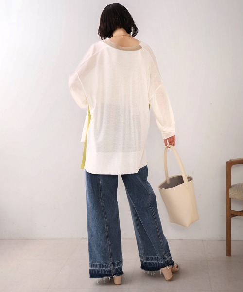 Bou Jeloud（ブージュルード）の「配色シアーカーディガン（カーディガン/ボレロ・レディース・オフホワイト/ブルー/オレンジ・FREE）」の12枚目の写真