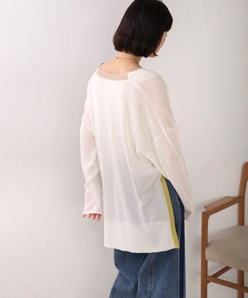 Bou Jeloud（ブージュルード）の「配色シアーカーディガン（カーディガン/ボレロ・レディース・オフホワイト/ブルー/オレンジ・FREE）」の13枚目の写真