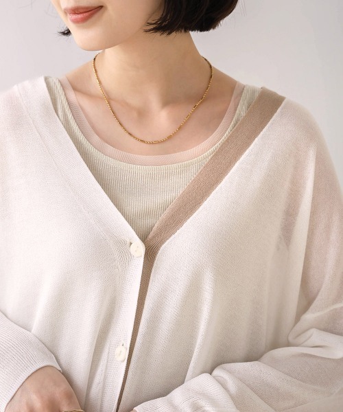 Bou Jeloud（ブージュルード）の「配色シアーカーディガン（カーディガン/ボレロ・レディース・オフホワイト/ブルー/オレンジ・FREE）」の14枚目の写真