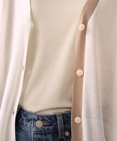 Bou Jeloud（ブージュルード）の「配色シアーカーディガン（カーディガン/ボレロ・レディース・オフホワイト/ブルー/オレンジ・FREE）」の15枚目の写真