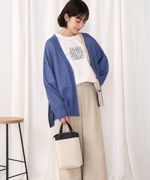 Bou Jeloud（ブージュルード）の「配色シアーカーディガン（カーディガン/ボレロ・レディース・オフホワイト/ブルー/オレンジ・FREE）」の19枚目の写真