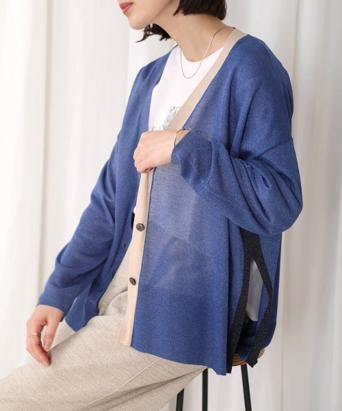 Bou Jeloud（ブージュルード）の「配色シアーカーディガン（カーディガン/ボレロ・レディース・オフホワイト/ブルー/オレンジ・FREE）」の22枚目の写真