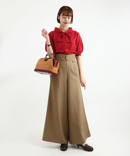 F i.n.t(フィント)の「ボウタイ5分袖ニットプルオーバー/F&A/fint(ニット/セーター・レディース・オフホワイト/ライトブルー・FREE)」の5枚目の写真