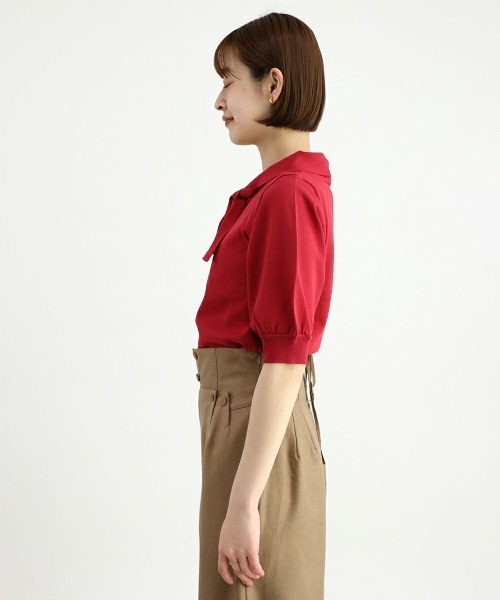 F i.n.t(フィント)の「ボウタイ5分袖ニットプルオーバー/F&A/fint(ニット/セーター・レディース・オフホワイト/ライトブルー・FREE)」の8枚目の写真