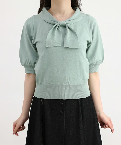 F i.n.t(フィント)の「ボウタイ5分袖ニットプルオーバー/F&A/fint(ニット/セーター・レディース・オフホワイト/ライトブルー・FREE)」の21枚目の写真