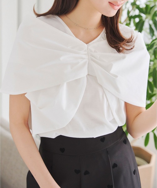 KOBE LETTUCE(コウベレタス)の「ビスチェレイヤード風トップス(Tシャツ/カットソー・レディース・ブラック/オフホワイト・M)」の3枚目の写真