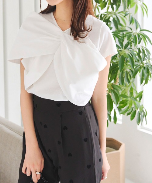 KOBE LETTUCE(コウベレタス)の「ビスチェレイヤード風トップス(Tシャツ/カットソー・レディース・ブラック/オフホワイト・M)」の4枚目の写真