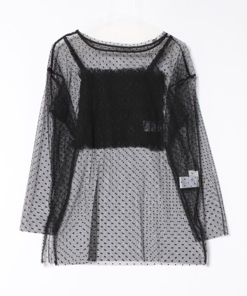 VIS(ビス)の「【SET】チュールレイヤードカットソー&ビスチェキャミソール(Tシャツ/カットソー・レディース・ブラック系その他/グレー・FREE)」の1枚目の写真