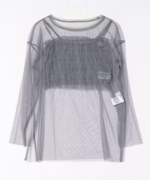 VIS(ビス)の「【SET】チュールレイヤードカットソー&ビスチェキャミソール(Tシャツ/カットソー・レディース・ブラック系その他/グレー・FREE)」の2枚目の写真