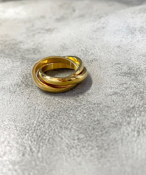 PARKS TOKYO SELECT(パークストウキョウセレクト)の「金属アレルギー対応 サージカルステンレス/316L トリプルクロス(3連)リング(リング・レディース・ゴールド/ゴールド系その他/シルバー・7号/10号/12号/15号)」の7枚目の写真
