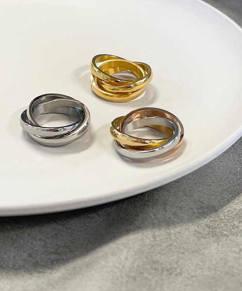 PARKS TOKYO SELECT(パークストウキョウセレクト)の「金属アレルギー対応 サージカルステンレス/316L トリプルクロス(3連)リング(リング・レディース・ゴールド/ゴールド系その他/シルバー・7号/10号/12号/15号)」の11枚目の写真