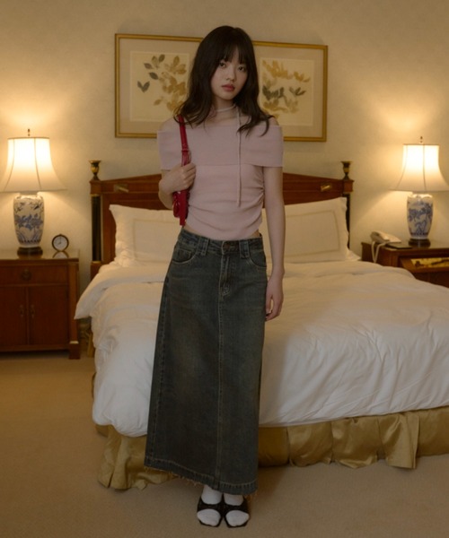 GIUNON（ジウノン）の「flower tie set off shoulder / フラワータイセットオフショルダー（Tシャツ/カットソー・レディース・ブラック/ピンク/アイボリー・FREE）」の6枚目の写真