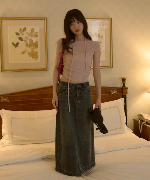 GIUNON（ジウノン）の「flower tie set off shoulder / フラワータイセットオフショルダー（Tシャツ/カットソー・レディース・ブラック/ピンク/アイボリー・FREE）」の10枚目の写真