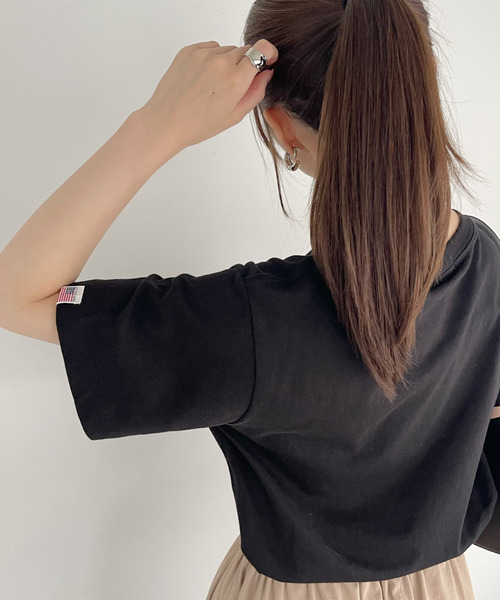 U.S. POLO ASSN.（ユーエスポロアッスン）の「U.S. POLO ASSN. 10色展開 大人気のワンポイント刺繍 コンパクトシルエット ベーシック Tシャツ（Tシャツ/カットソー・レディース・ブラック系/ホワイト/ブラック/ベージュ/グリーン/ピンク/ネイビー/ライトピンク/グレー/ライトブルー・M/L/S）」の21枚目の写真