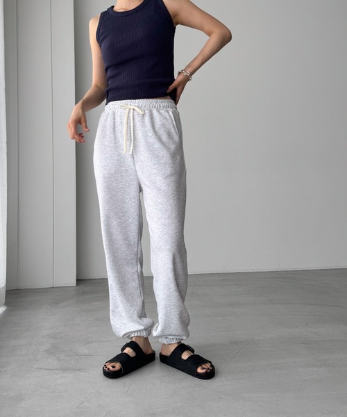 CANAL JEAN(キャナルジーン)の「El mar 裏毛ジョガーパンツ(スウェットパンツ・レディース・ヘザーグレー/ネイビー・ONE SIZE)」の12枚目の写真