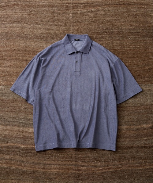 WILD LIFE TAILOR Adam et Rope'（ワイルドテーラーアダムエロペ　）の「【WILD LIFE TAILOR】強撚コットン パイル ハーフスリーブ ポロシャツ / セットアップ対応（ポロシャツ・メンズ・ライトグリーン/パープル系その他/チャコールグレー・L/M）」の3枚目の写真