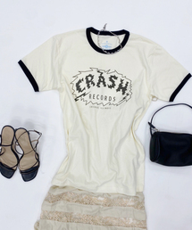 【BLUESCENTRIC / ブルースセントリック】CRASH RECORD RINGER TEE